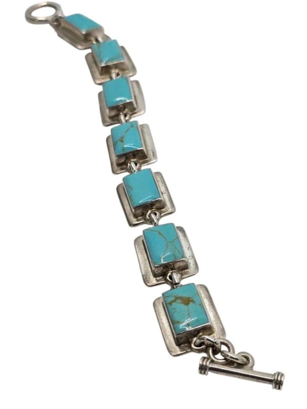 Vintage ATI Sterling Silver & Blue Turquoise Bracelet Marked 925 Mexico "ATI"